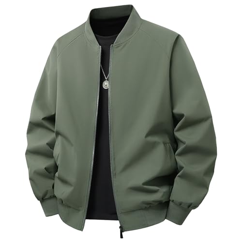 Chaqueta Bombardero para Hombre, Chaqueta Ligera De Transición Cortavientos Ligeras Cuello Alto Jacket De Béisbol Informal Ropa Deportiva De Verano Al Aire Libre Blouson con Bolsillos con Cremallera