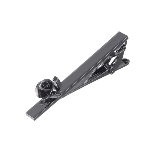 Pisacorbatas de latón premium con detalle de rosa negra para trajes exclusivos de caballero