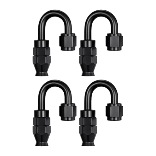 Image of EVIL ENERGY 4AN PTFE Hose End Fitting 180 Degree Black for PTFE Hose Only 4PCS