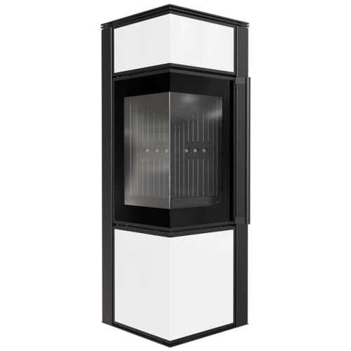 Kaminofen KRATKI TORA/S 8 kW Stahl - BImSchV 2 - Ø150 mm Rauchrohr - weißes Glaspaneel mit schwarzer Verkleidung - hohe Effizienz und Moderne Optik - umweltfreundlich, langlebig & einfache Reinigung