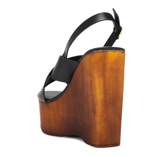 miss left Women Chic Crisscross Strap Open Toe Slingback Sandals Adjustable Buckle Platform Wedge High Heel Backless Party Club Shoes Size 4-16 US4