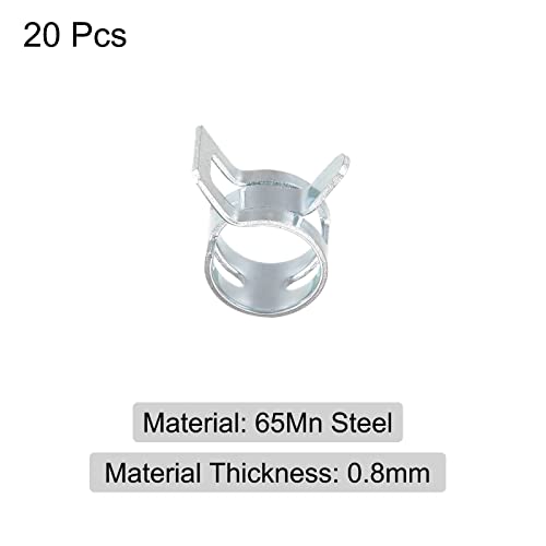uxcell 20pcs 10mm Spring Band Type Action Fuel/Silicone Vacuum Hose Pipe Clamp Low Pressure Air Clip Clamp, Zinc Plated