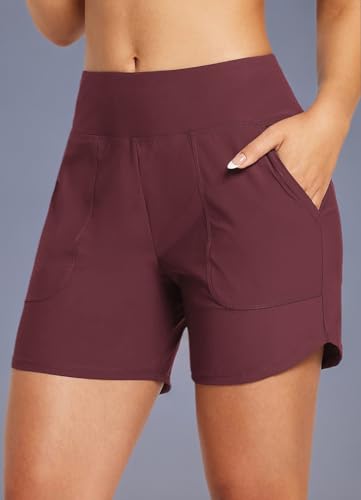 baleaf Women's 3"/5"/7"/9" High Waisted Swim Board Shorts Quick Dry Swimsuits Bottoms Trunks with Pockets