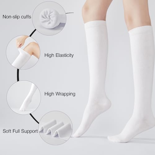 J-BOX Women's Cotton Knee High Socks Outdoor Sport Athletic Socks(3/5 pairs)3