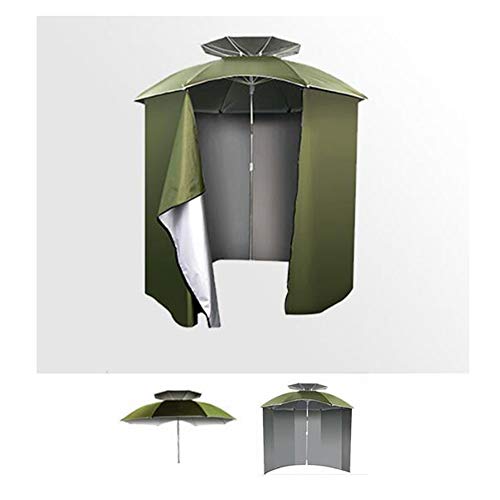 T-XYD Paraguas de Pesca, Parasol de Pesca, Lados de Doble Capa de 2.4M Protección UV a Prueba de Viento,BlackishGreen