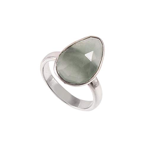 Bague en argent 925 et prehnite naturelle pour femme taille 57.75