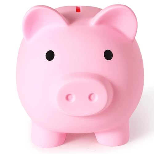 Image of Piggy Bank,Saving Box for Girls and Boys,Money Bank for Kids,Unbreakable Plastic Piggy Banks (Pink)