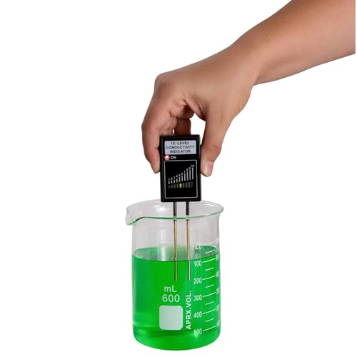 GSC International 10-Level Conductivity Indicator – Educational LED Tester for Chemistry and Physics Labs – Measures Solution Conductivity with Brass Probes – Ideal for Classroom and Homeschool