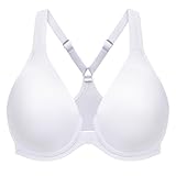 MELENECA Damen Racerback Frontverschluss BH Dekolleté Nicht gepolstert Vollflächige Bedeckung Nahtlos Bügel Weiß 75C