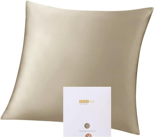 ZIMASILK 100% Pure Mulberry Silk Pillowcase for Hair and Skin Health,Soft and Smooth,Both Sides Premium Grade 6A Silk,600 Thread Count,with Hidden Zipper,1pc(Throw 18''x18'',Taupe)