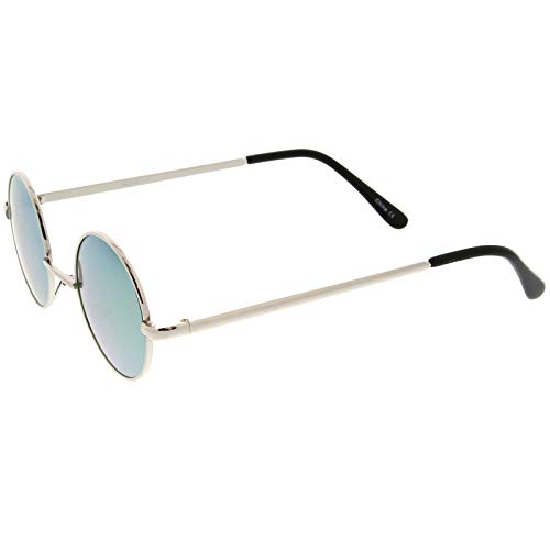 Image of zeroUV Small Retro-Vintage Style Lennon Inspired Round Metal Circle Sunglasses