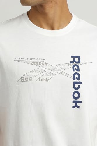 Image of Reebok Men's Casual T-Shirt - Lightweight Breathable Comfortable Regular Fit Half Sleeve Tee for Men | Round Neck Tshirt for Men Soft Tshirt