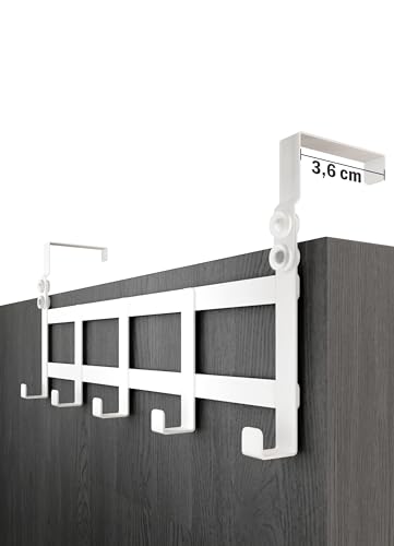 Menz Perchero puerta blanca para colgar, percha puerta que ahorran espacio - robusto colgador versátil para el hogar universal Türhakenleiste Weiß_36mm