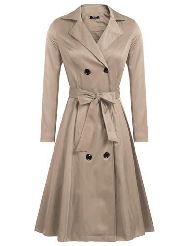 Trench-coat long finitions haut de gamme double boutonnage femme