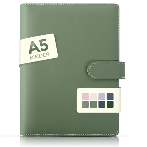 SKYDUE A5 Ringbuch Kunstleder Nachfüllbar Budget-Friendly Organizer für Büro Schule und Reise (Olivgrün)