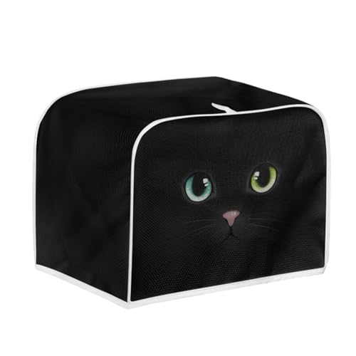 Kuiaobaty Cubierta para tostadora con estampado de gato negro para tostadora de 2 rebanadas, diseño de animales, cubierta pequeña para máquina de pan de cocina, a prueba de polvo, M