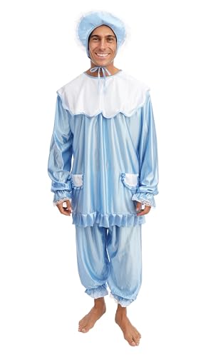 P'TIT CLOWN - Costume Bébé Humoristique Adulte - Déguisement Complet pour Carnaval, Fêtes Costumées, Gender Reveal, EVG, EVJF, Fêtes à Thèmes, Halloween, Nouvel An - Bleu - Unisexe (S-M)