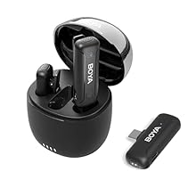 ➤【Easy to Use】: BOYA mini microphone no bluetooth, no app, no adapter needed. Just plug the receiver into your devices and turn on the power switch of the transmitters, the two parts will get connected successfully and auto paired immediately. The Du...