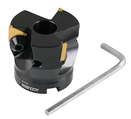 Image of Accusize Industrial Tools 2 inch Indexable Face Milling Cutter 90 Degree, Positive Rake with Inserts, 2508-0012 | 90 Deg Positive Rake, Right-Hand Cut, 3 TPG322 Inserts, 3 /4 in Bore