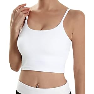 ECOPARTY Sports Bras for Women Quick-Dry Padded Wirefree Workout Crop Cute Tank Tops Camisole Yoga Fitness Running Gym White