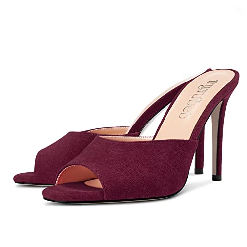 Image of TNYNFBEB Women Stiletto High Heel Peep Open Toe Sandals Slingback Slip-on Wedding Office Cute Basic Classic 3.9 Inches Heels