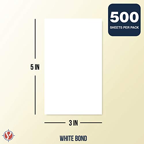 White Memo Sheets, 20Lb Paper, 500 Sheets Per Pack (3 X 5) #TOP6