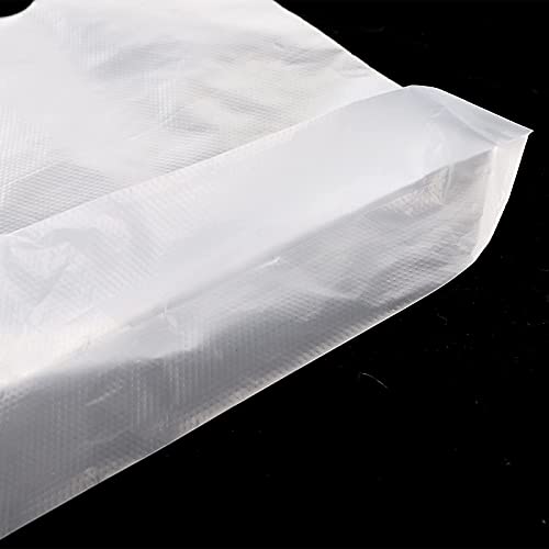 DEAYOU 200 Pack Handle Drinking Poly Bags, Clear Plastic Packaging Bags for Delivery, 12" L x 11" H Hanging Hole Cup Carrier with Handle for Take Out, Beverage, Coffee, Juice, Stores, Hold 2 Cups