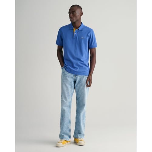 Gant Herren REG Contrast Pique SS Rugger, Rich Blue, M – Ansicht 5