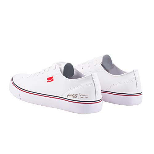 Tênis Coca-Cola Shoes, Plain Leather, Masculino, Branco, 42