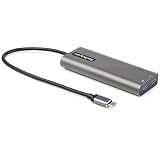 StarTech.com Wieloportowy adapter USB C, USB-C na HDMI lub Mini DisplayPort 4K 60Hz, zasilanie 100 W, 4-portowy hub USB 10 Gb/s, mini stacja dokująca USB typu C z kablem 30.5 cm (DKT31CMDPHPD)