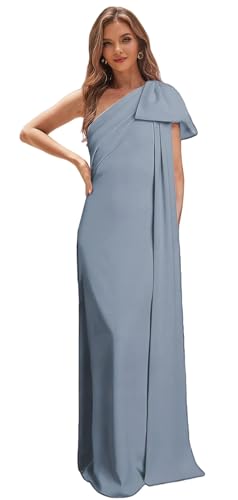 One Shoulder Mother of The Bride Dresses with Bow Chiffon Long Formal Dress for Women Wedding Guest4