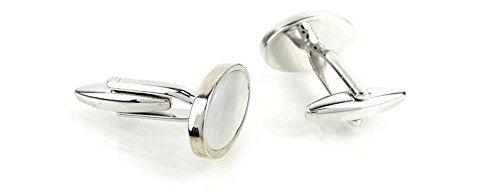 Par de mancuernillas clásicas de hombre en plata miniatura 2