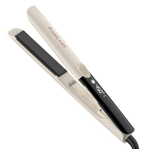 Image of Annlary Hair Straightener 1 Inch Flat Iron and Curler 2 in 1 Titanium Ceramic Ionic Dual Voltage Straightener with Heat-Resistant Silicone, for Less Frizz, Shinier & Smoother