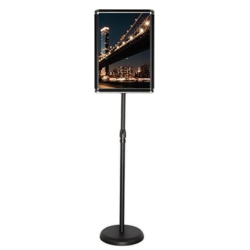 CXBFE Supporto per Poster con Base Regolabile, Supporto per Cartello da Pavimento per carichi Pesanti, Staffa per Display con Apertura a Scatto in Alluminio, Rotazione di 360° 32 * 45cm Nero