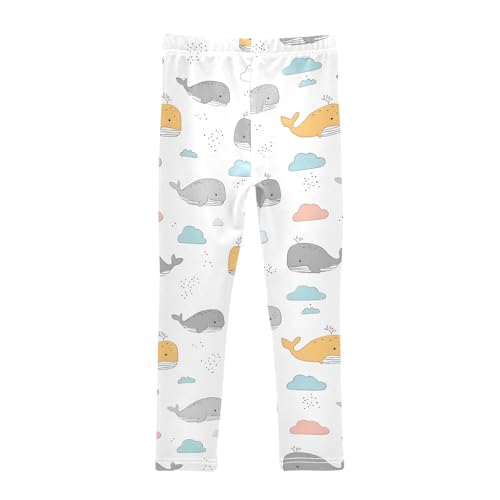 Cute Colored Whale Clouds Girls Leggings Ultra Soft Compression Yoga Gym Pants for Kids 4-10T2