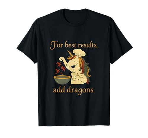 Divertido Dragón Chef Cocina Gráfico Fantasía Arte Camiseta