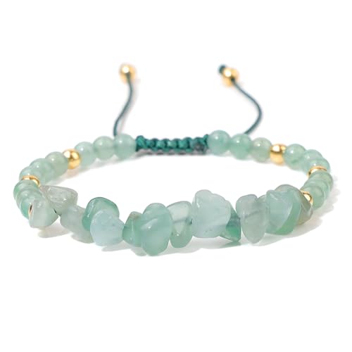 JUGUTA Pulsera De Cuarzo Verde Con Piedras Preciosas Genuinas Para Hombres Y Mujeres, Pulsera De Piedras Curativas De Cristal Natural De 5-8 Mm, Cuentas Ajustable Trenzada