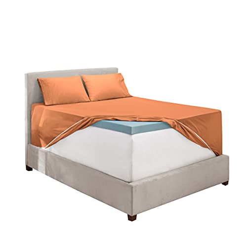 Image of Hearth & Harbor Extra Deep Pocket California King Sheet Set, Rust | 4 Piece Bed Sheet Set, Ultra Soft & Breathable, Fits Up to 24 inch Mattress, Hotel Luxury