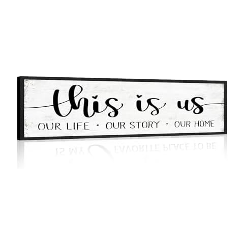 This is Us Sign Wall Decor: Family Wall Signs Rustic Farmhouse Living Room Country House Hanging Framed Wall Plaques,This is Us Our Life Our Story Our Home Quotes Wall Decor 12" x 40" Cover