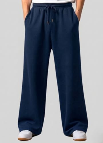 Image of Pure Cotton Men's Baggy Lower | Lower for Man Loose Fit with Pockets & Elastic Waist I Baggy fit Lowers for Gym, Jogging & Casual Wear