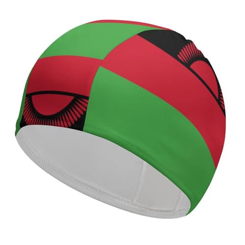 Gorro de baño con la Bandera de Malawi para Mujeres y Hombres, Impermeable, para Adultos, para Cabello Largo y Corto.