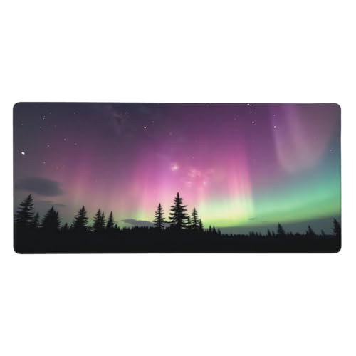 Grand tapis de souris aurore rose en caoutchouc antidérapant avec bords cousus pour bureau PC