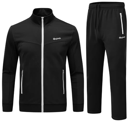 Image of Rdruko Men's Athletic Casual Tracksuit 2 Piece Full Zip Jacket Sweatsuit Outfit Jogger Fleece Set