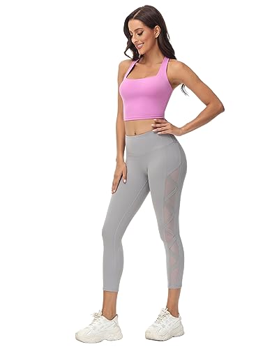 Image of romansong Strappy Yoga Sports Bras for Women Padded Criss-Cross Back Tank Tops