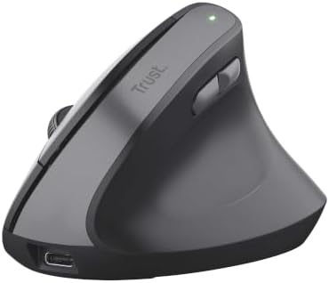 Trust Yuno Wiederaufladbare Vertikale Maus, Kabellose Ergonomische Maus | Vorbeugung Gegen Mausarm/Tennisarm (RSI Syndrom) für Rechtshänder, 2.4GHz, 800-2400 DPI, PC Mac