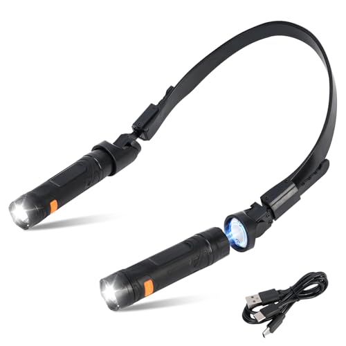 ABOHU Collo Lampada Luce da Lettura Ricaricabile, LED Luce per Lettura Libri, con USB Ricaricabile, Design Ergonomico Intorno al Collo Comodo e Flessibileper per Leggere, Studio, Viaggio, Campeggio