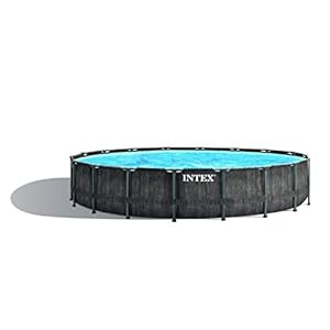 Intex Unisex – Volwassen 26744GN Opzetzwembad, donkergrijze houtlook, Ø 549 x 122 cm