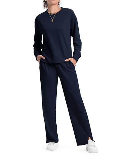 TBMPOY Womens Sweatsuit Casual Travel Outfits 2 Piece Sweat Track Suit Sweatpants Lounge Long Sleeve Airport Fall Set