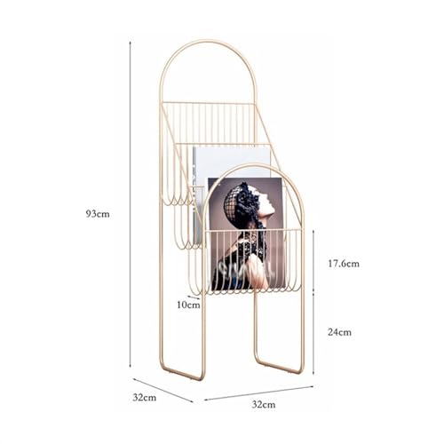 Revistero de piso de hierro forjado con estantes verticales de diseño minimalista duradero 3