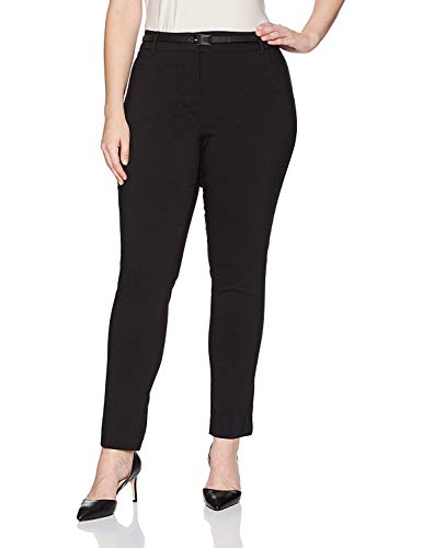 Briggs New York Plus Size Women's Belted Pant, Black, 22W